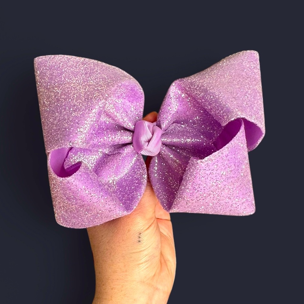 purple glitter smocked bow